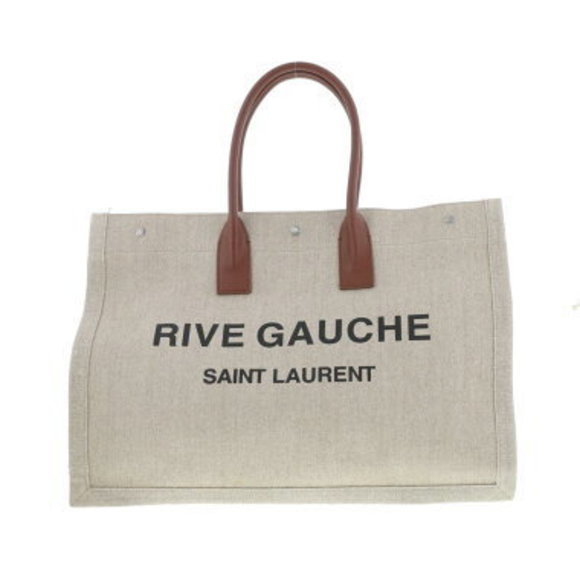 Saint Laurent Rive Gauche Canvas Leather Tote Bag - Picture 1 of 6